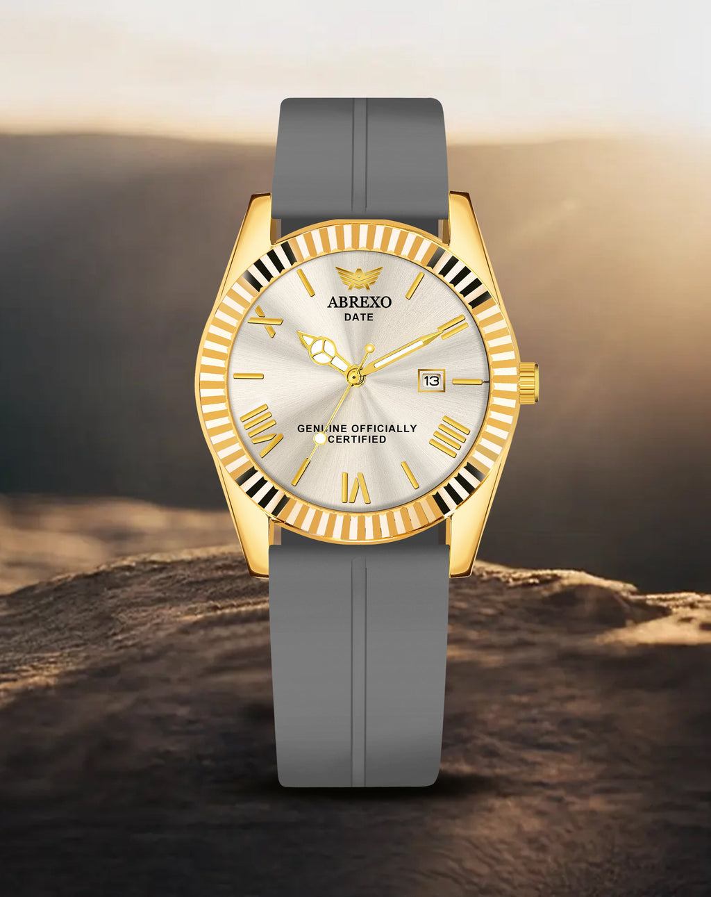 ABREXO, TYCOON Series Date Working Analog Watch For Men (Quartz, Magnet Strap, Green, Gold)