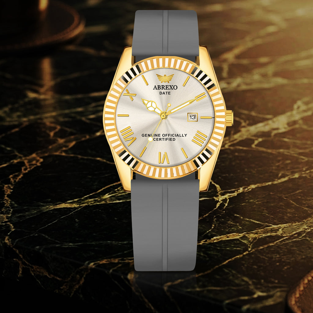 ABREXO, TYCOON Series Date Working Analog Watch For Men (Quartz, Magnet Strap, Green, Gold)