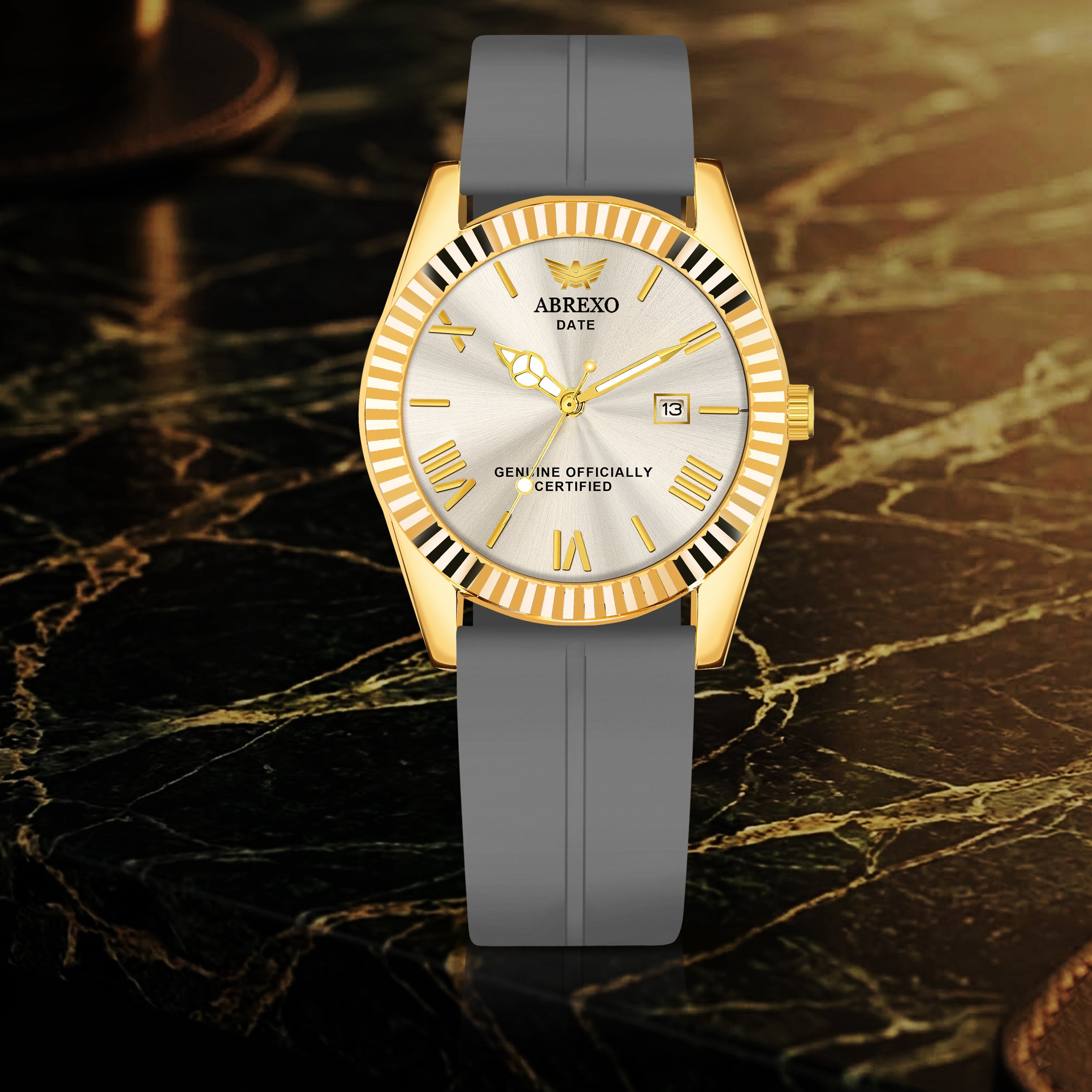 ABREXO, TYCOON Series Date Working Analog Watch For Men (Quartz, Magnet Strap, Green, Gold)