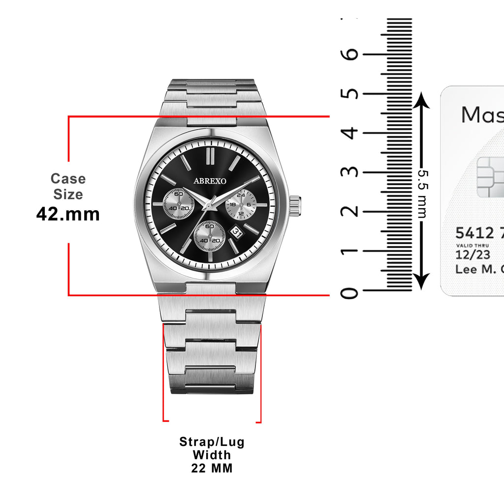 ABREXO, CEO Series Analog Watch For Men (Quartz, Stainless Steel, Silver)