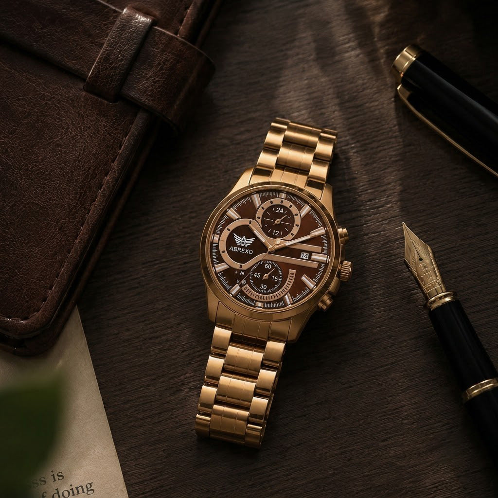 Premium Brown Steel Chrono Style Luxury Watch