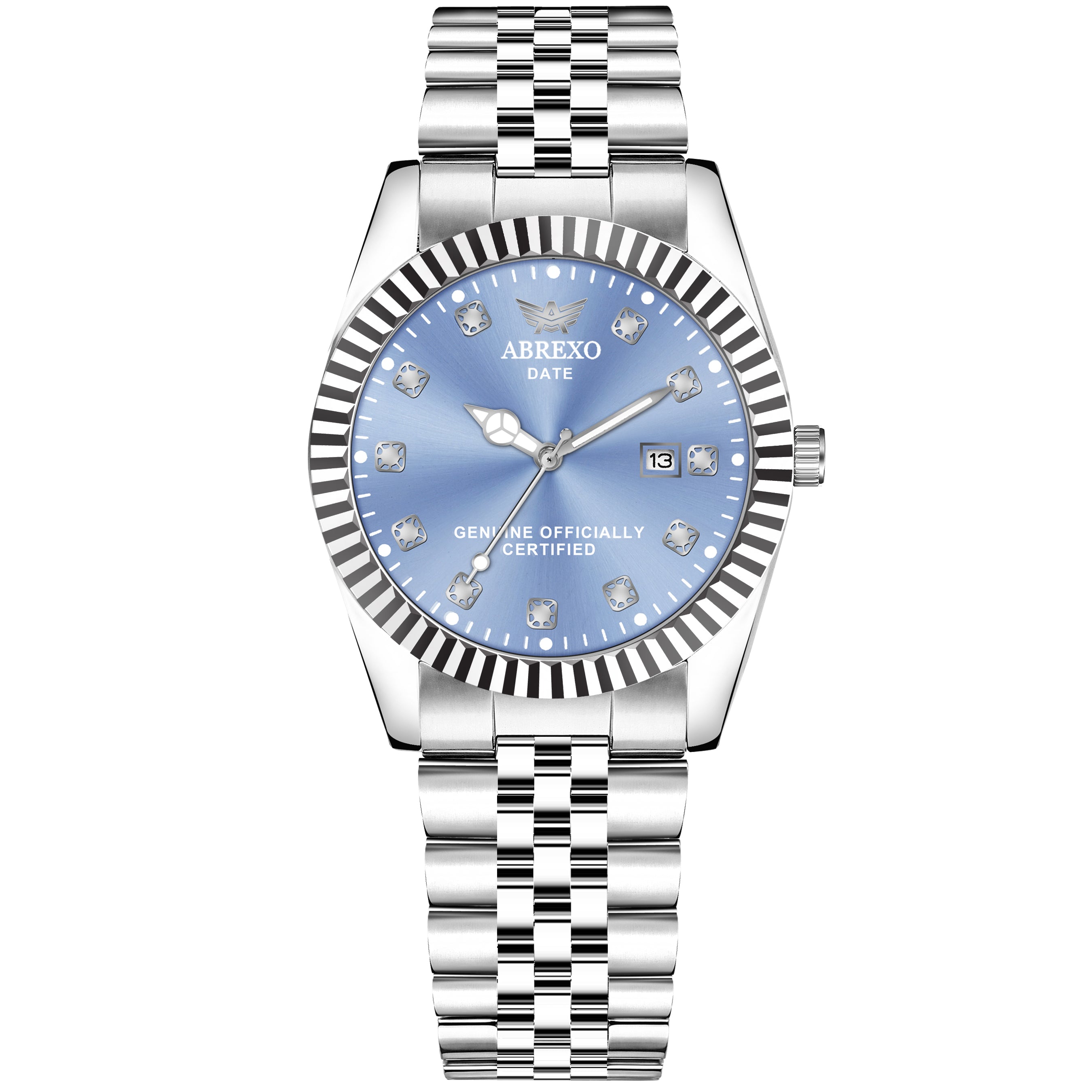 ABREXO, AESTHETIC Series Analog Watch For Men (Quartz, Stainless Steel, Silver, Skyblue)