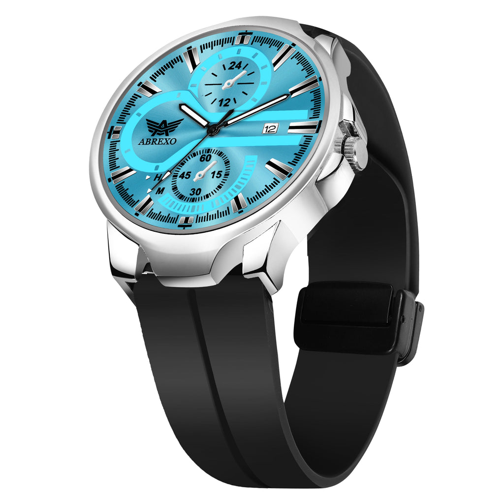 ABREXO, Black Dial Black Magnet Strap Analog Watch For Men (Quartz, Date Display, Men)