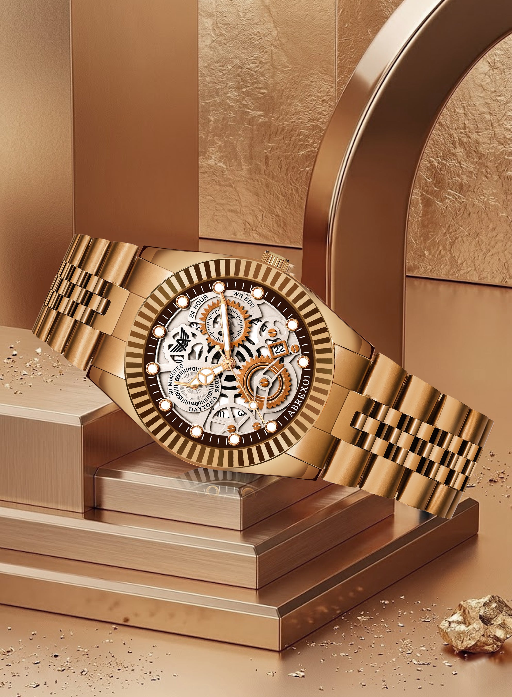 ABREXO DAYTONA Series Analog Watch For Men (Quartz, Stainless Steel, Luxury Watch)