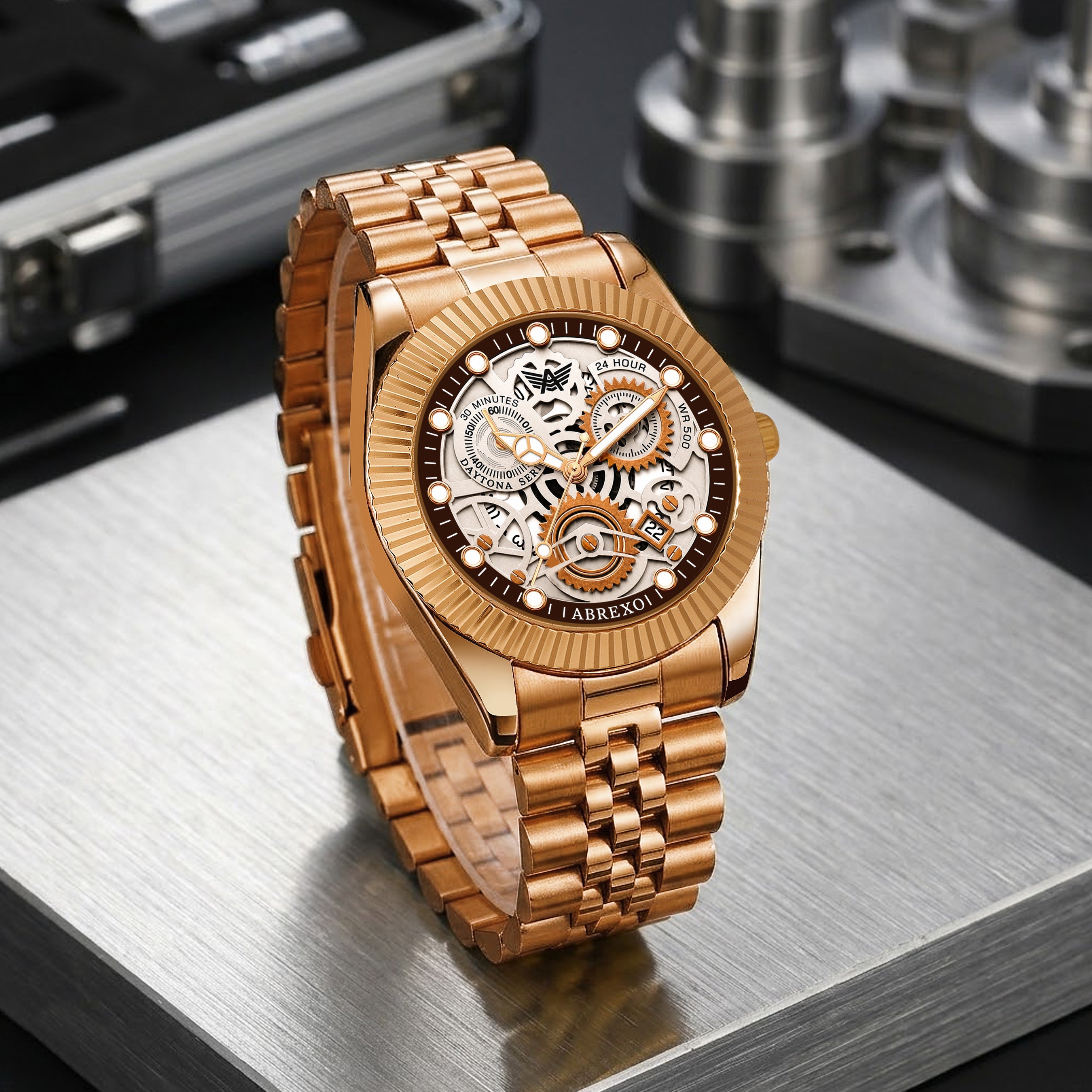ABREXO DAYTONA Series Analog Watch For Men (Quartz, Stainless Steel, Luxury Watch)