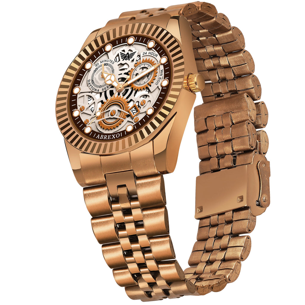 ABREXO DAYTONA Series Analog Watch For Men (Quartz, Stainless Steel, Luxury Watch)