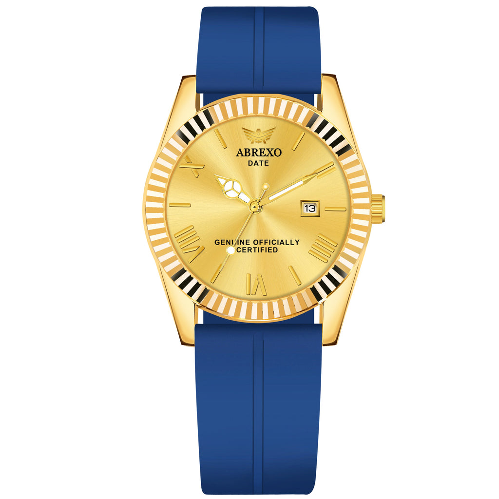 ABREXO, TYCOON Series Date Working Analog Watch For Men (Quartz, Magnet Strap, Green, Gold)