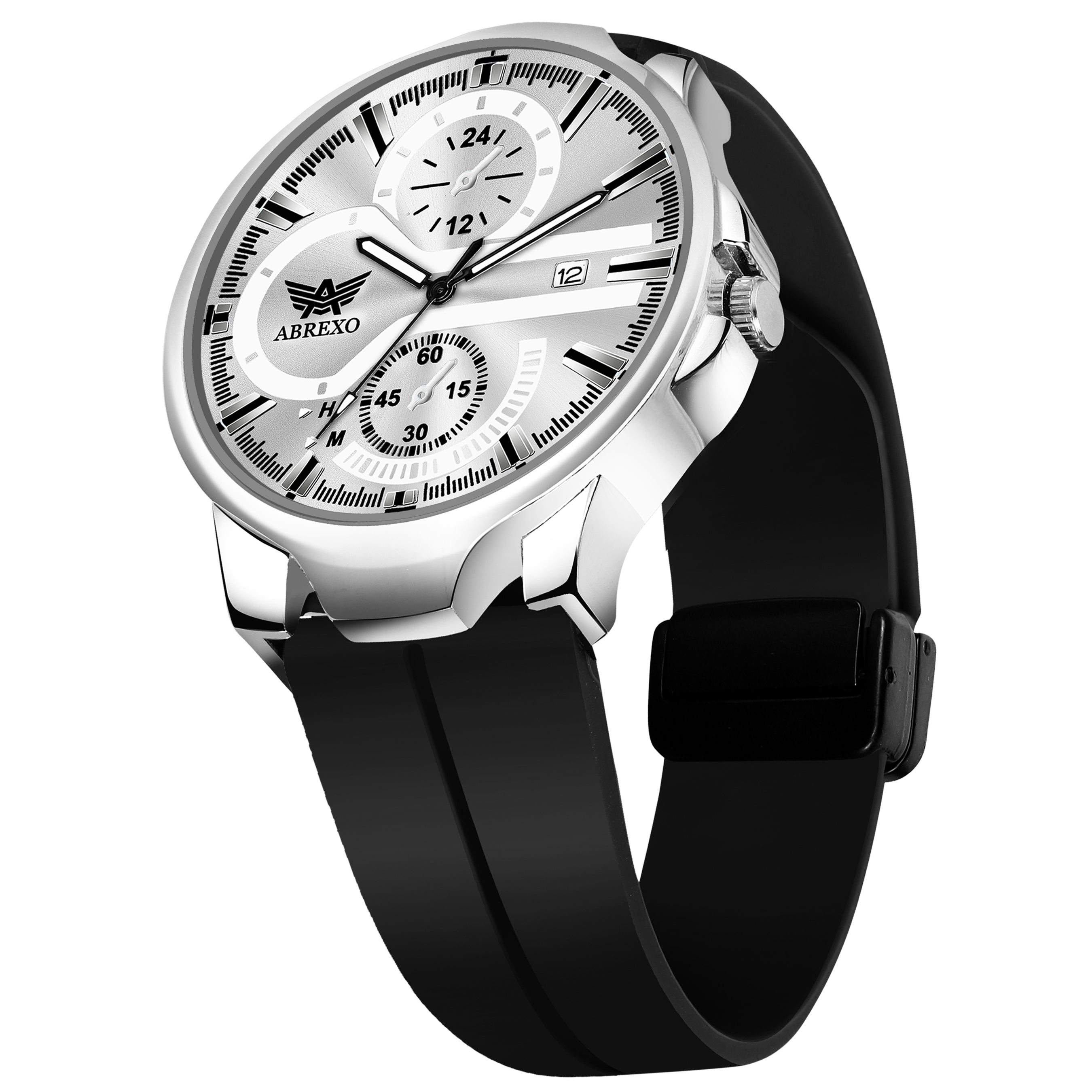 ABREXO, Black Dial Black Magnet Strap Analog Watch For Men (Quartz, Date Display, Men)
