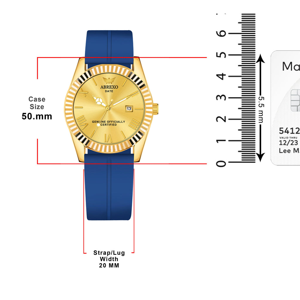 ABREXO, TYCOON Series Date Working Analog Watch For Men (Quartz, Magnet Strap, Green, Gold)