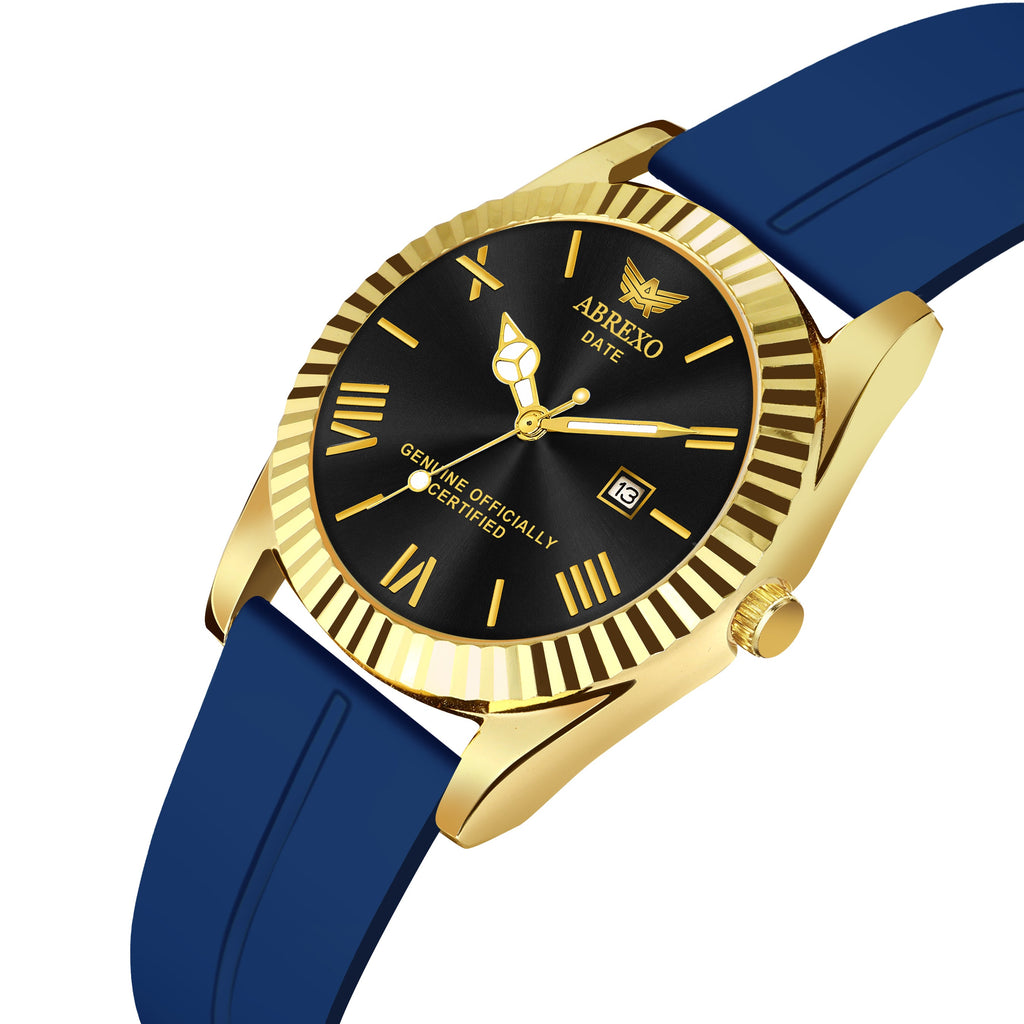 ABREXO, TYCOON Series Date Working Analog Watch For Men (Quartz, Magnet Strap, Green, Gold)