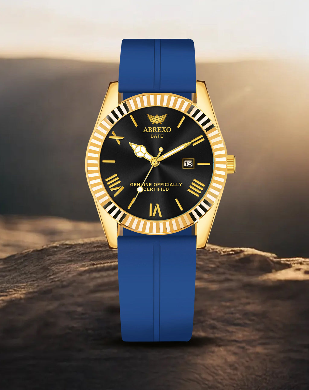 ABREXO, TYCOON Series Date Working Analog Watch For Men (Quartz, Magnet Strap, Green, Gold)