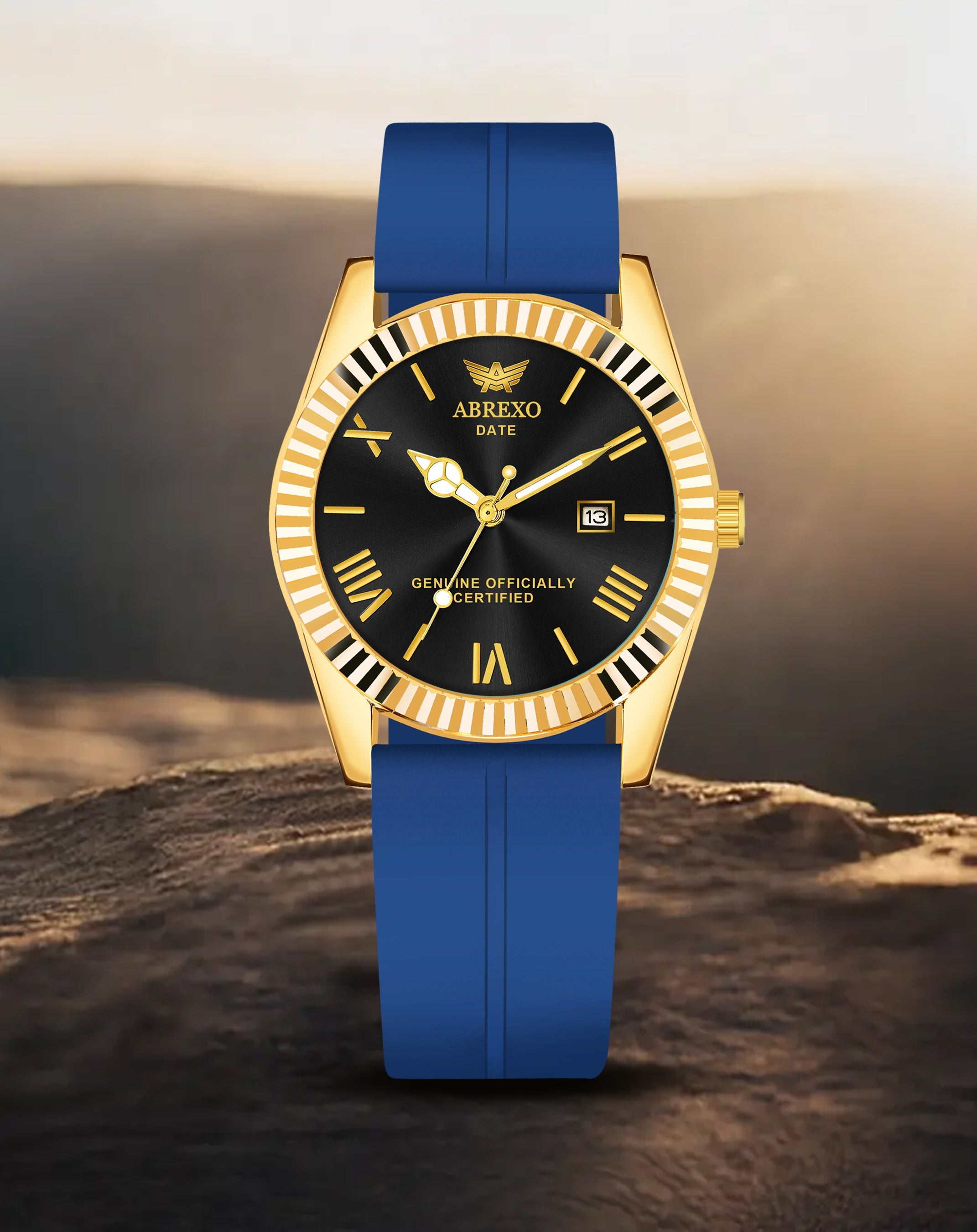 ABREXO, TYCOON Series Date Working Analog Watch For Men (Quartz, Magnet Strap, Green, Gold)