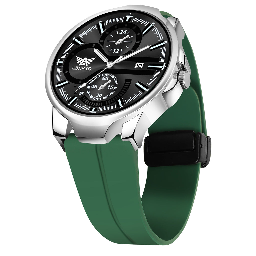 ABREXO, Black Dial Black Magnet Strap Analog Watch For Men (Quartz, Date Display, Men)