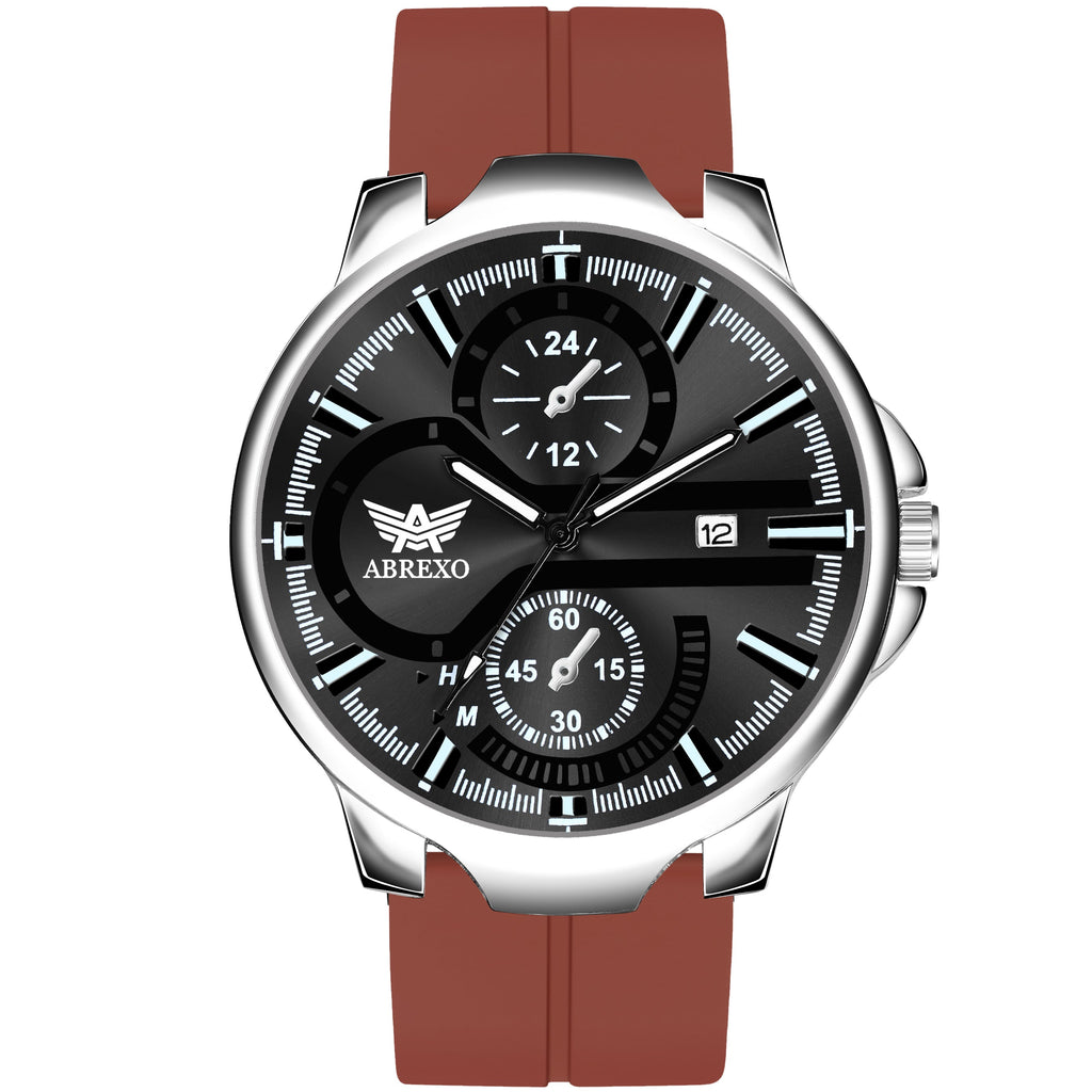 ABREXO, Black Dial Black Magnet Strap Analog Watch For Men (Quartz, Date Display, Men)