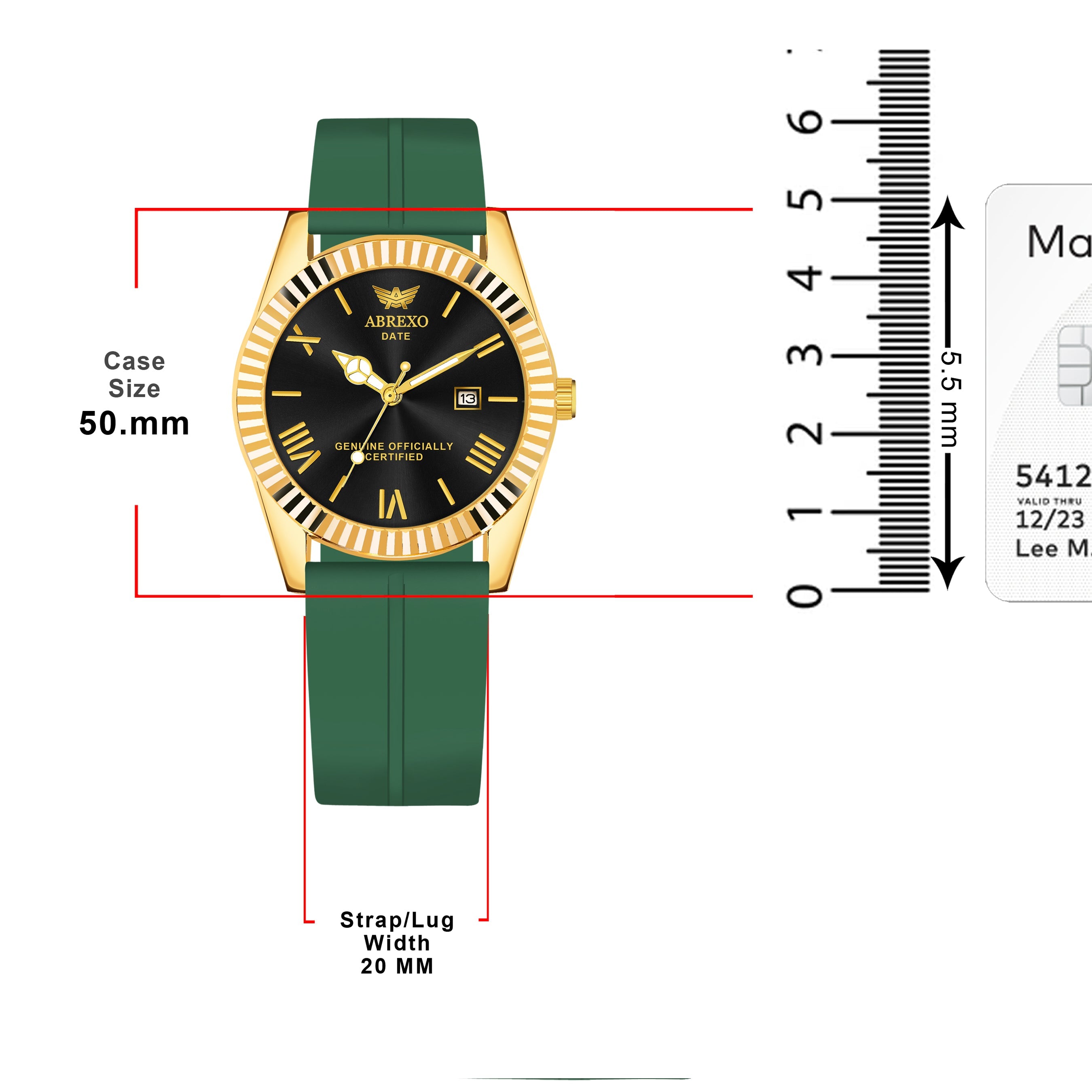 ABREXO, TYCOON Series Date Working Analog Watch For Men (Quartz, Magnet Strap, Green, Gold)