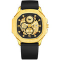 ABREXO, GODFATHER Series Analog Watch For Men (Quartz, Silicone Strap, Golden)