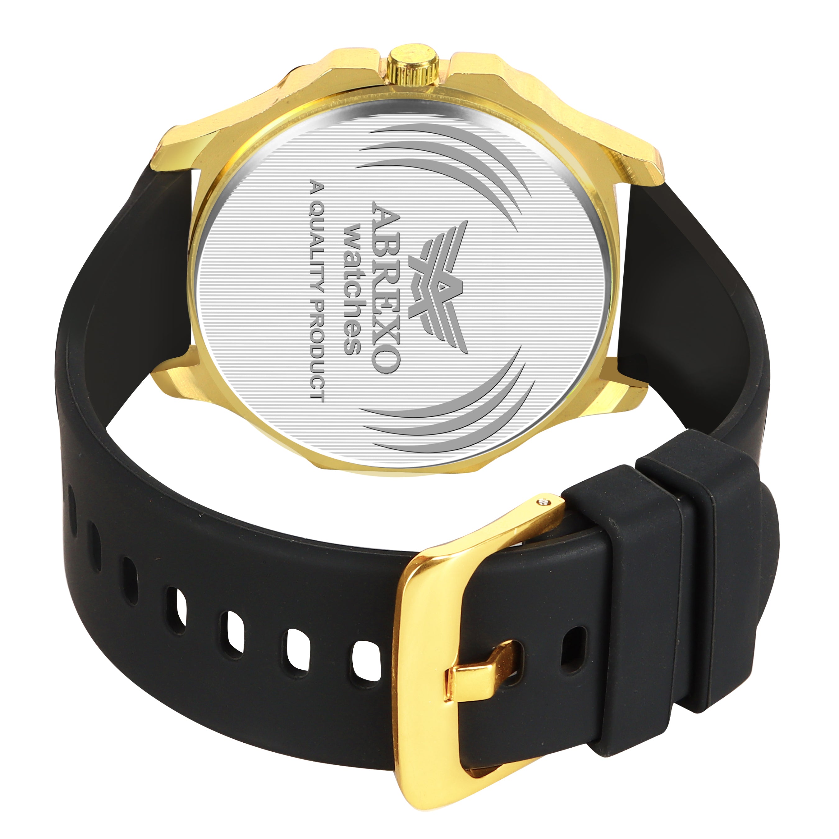 ABREXO, GODFATHER Series Analog Watch For Men (Quartz, Silicone Strap, Golden)