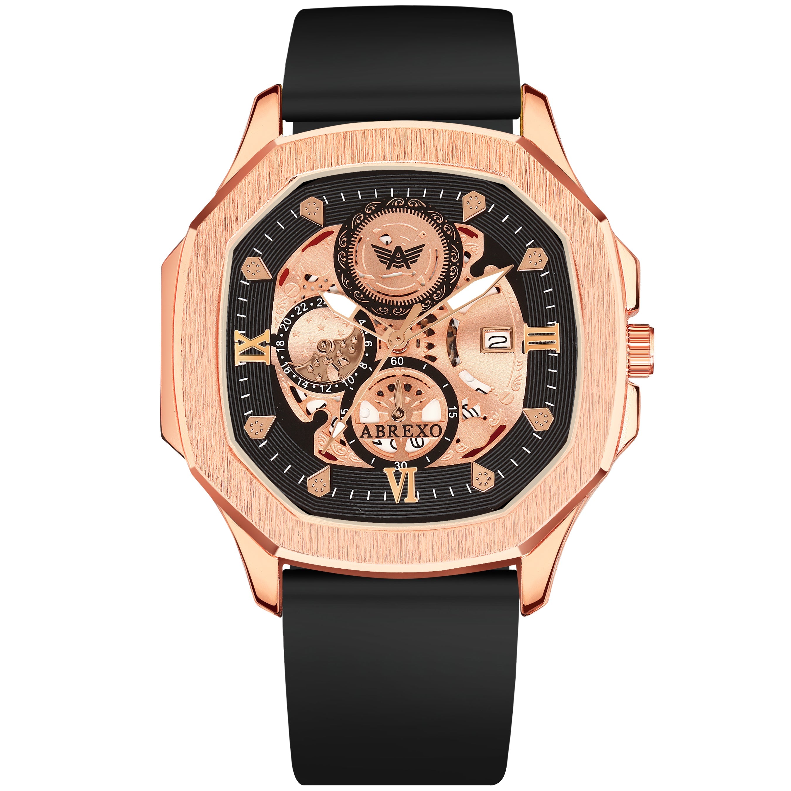 ABREXO, GODFATHER Series Analog Watch For Men (Quartz, Silicone Strap, Golden)