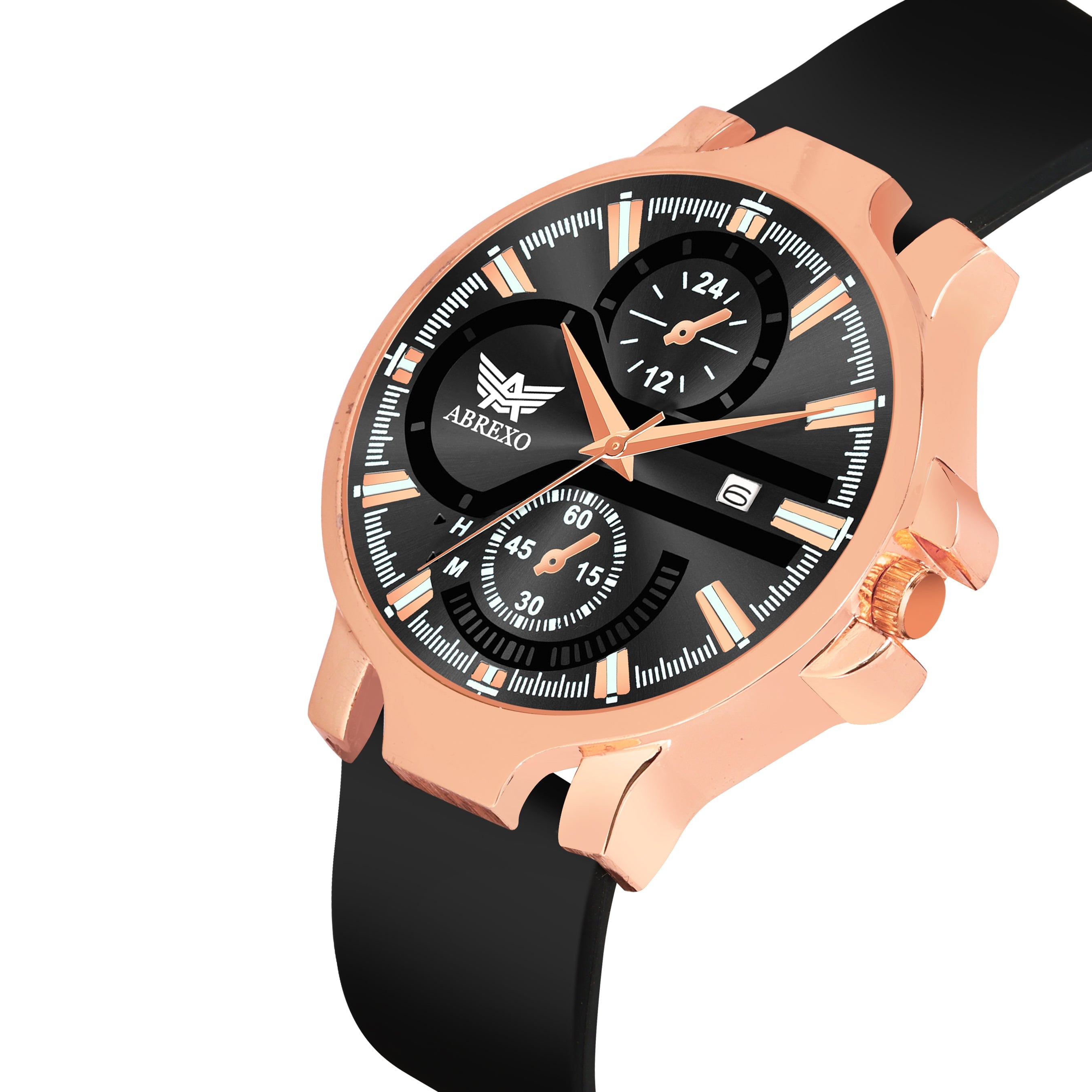 ABREXO, ALPHA Series Analog Watch For Men (Quartz, Silicone, Rosegold)