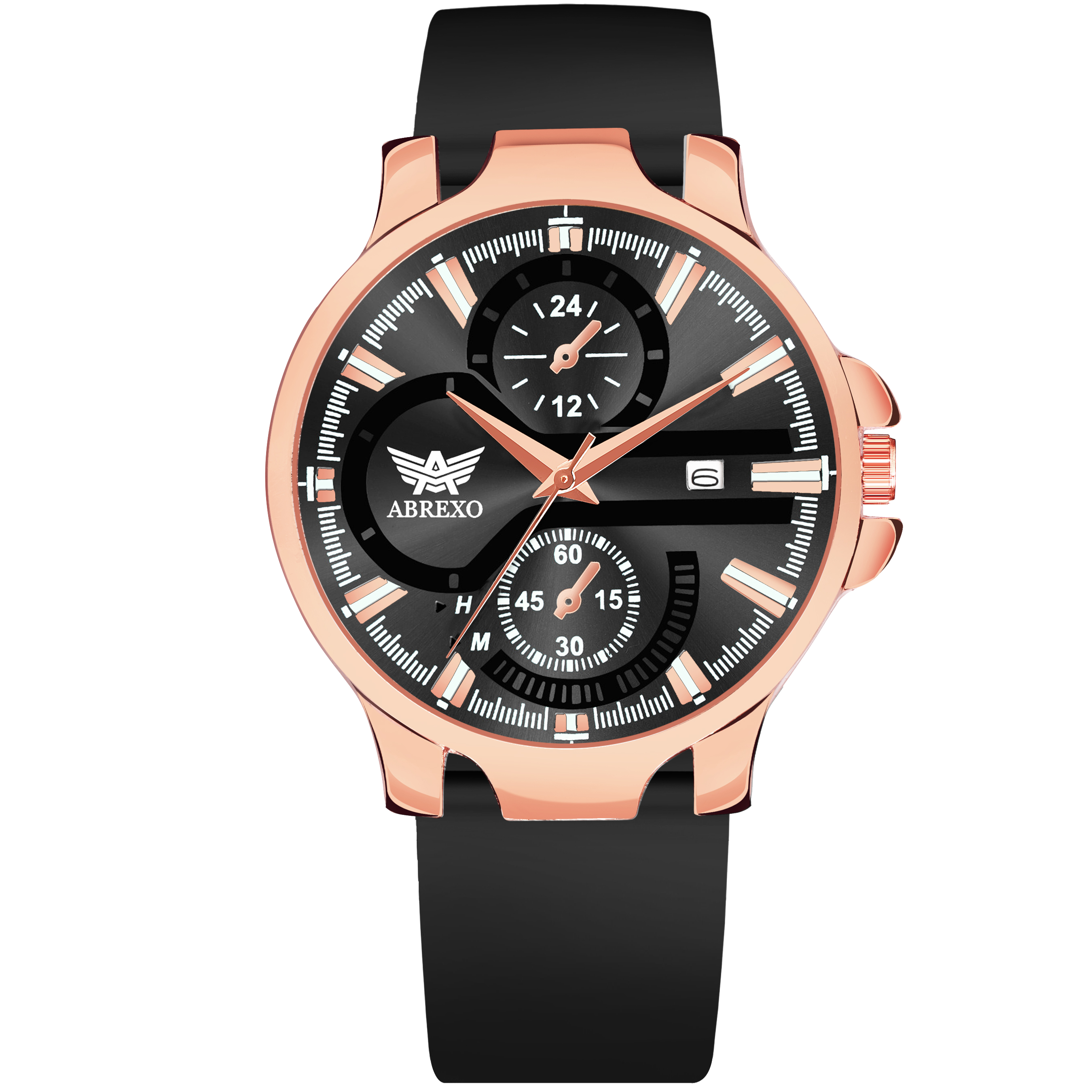 ABREXO, ALPHA Series Analog Watch For Men (Quartz, Silicone, Rosegold)