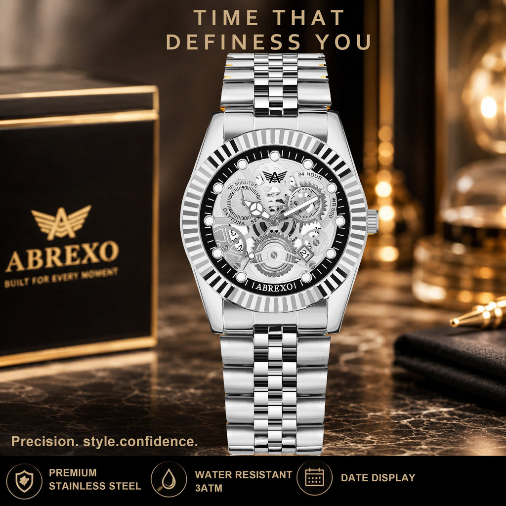 ABREXO DAYTONA Series Analog Watch For Men (Quartz, Stainless Steel, Luxury Watch)