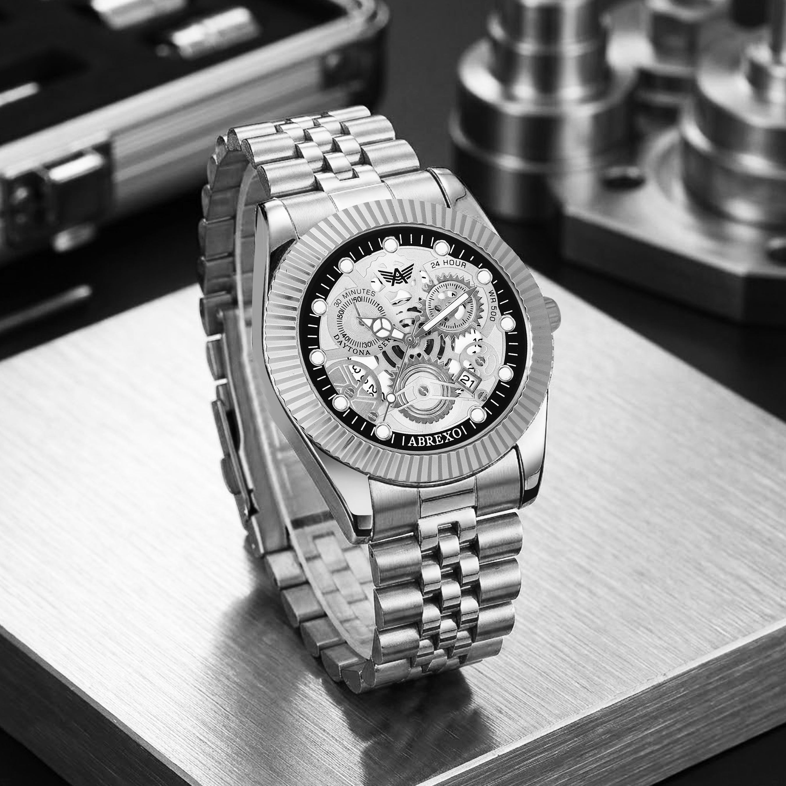 ABREXO DAYTONA Series Analog Watch For Men (Quartz, Stainless Steel, Luxury Watch)