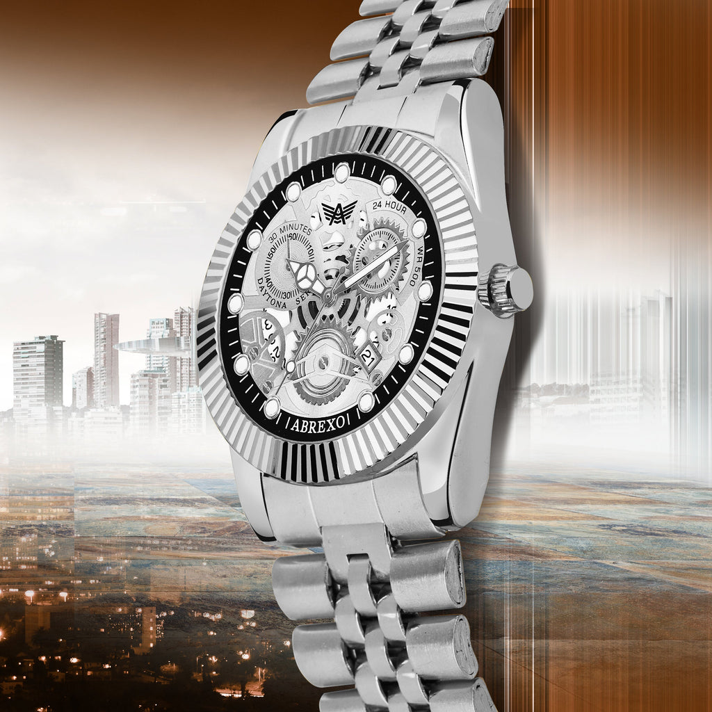 ABREXO DAYTONA Series Analog Watch For Men (Quartz, Stainless Steel, Luxury Watch)