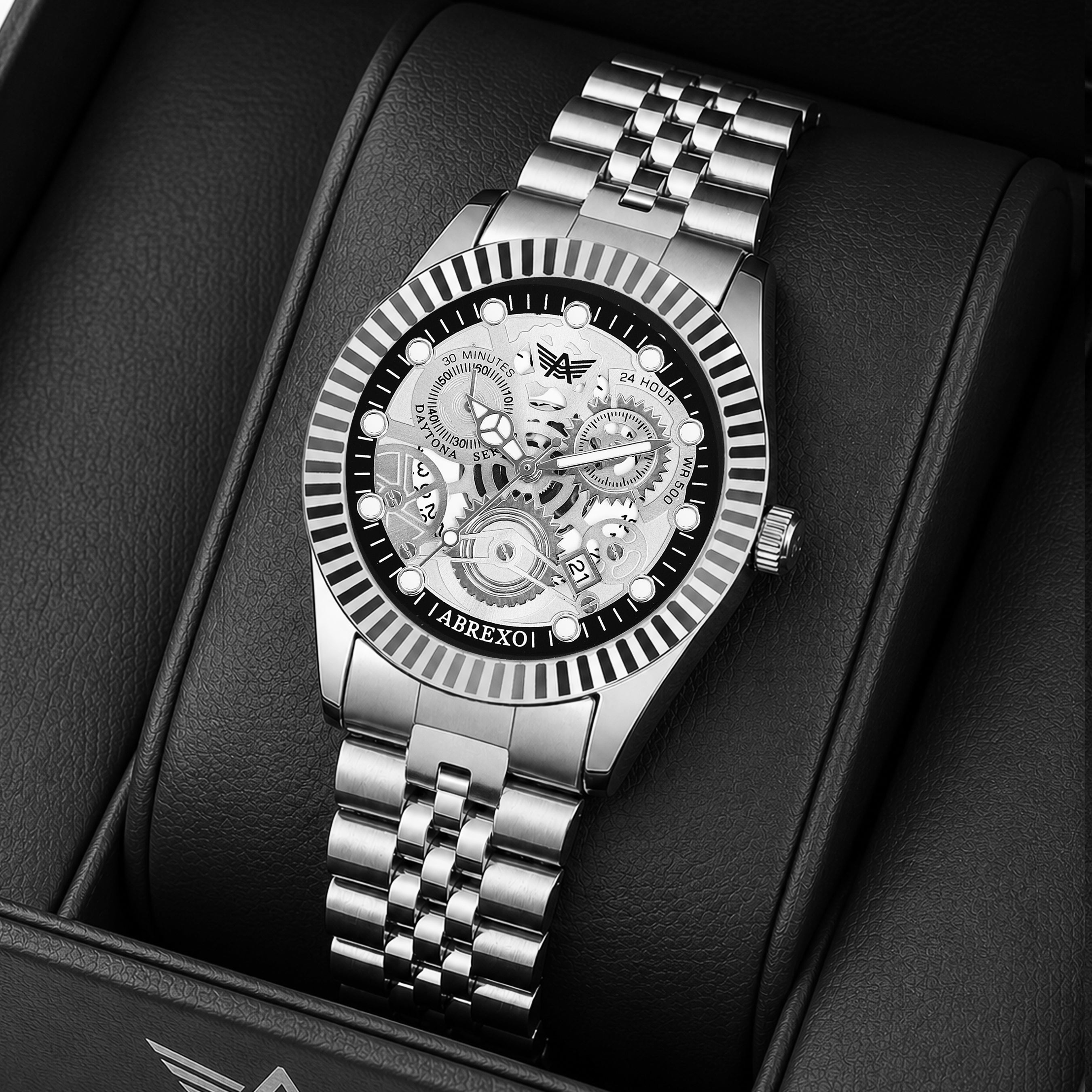 ABREXO DAYTONA Series Analog Watch For Men (Quartz, Stainless Steel, Luxury Watch)