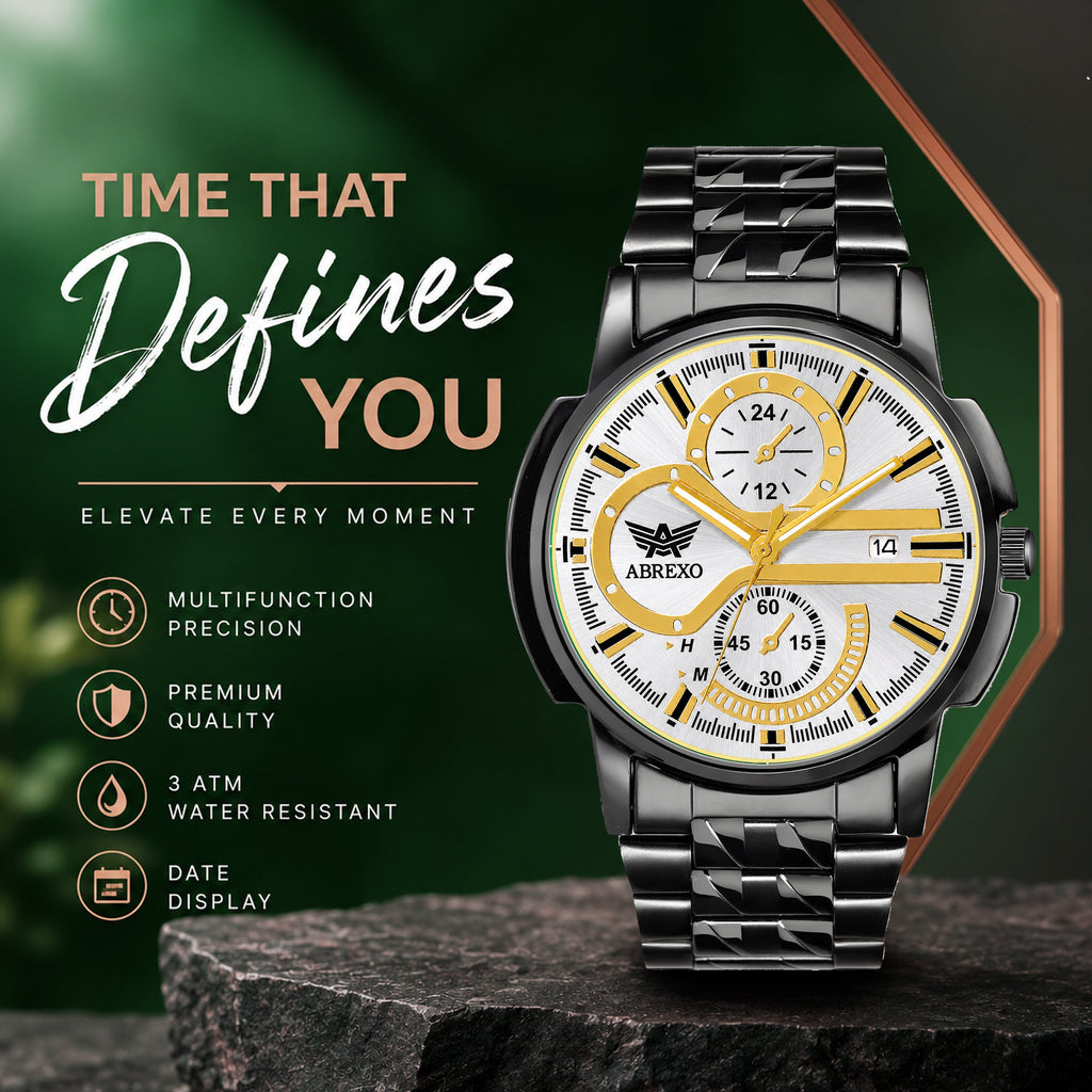 ABREXO BANDITS  Series Analog Watch For Men (Quartz, Stainless Steel)