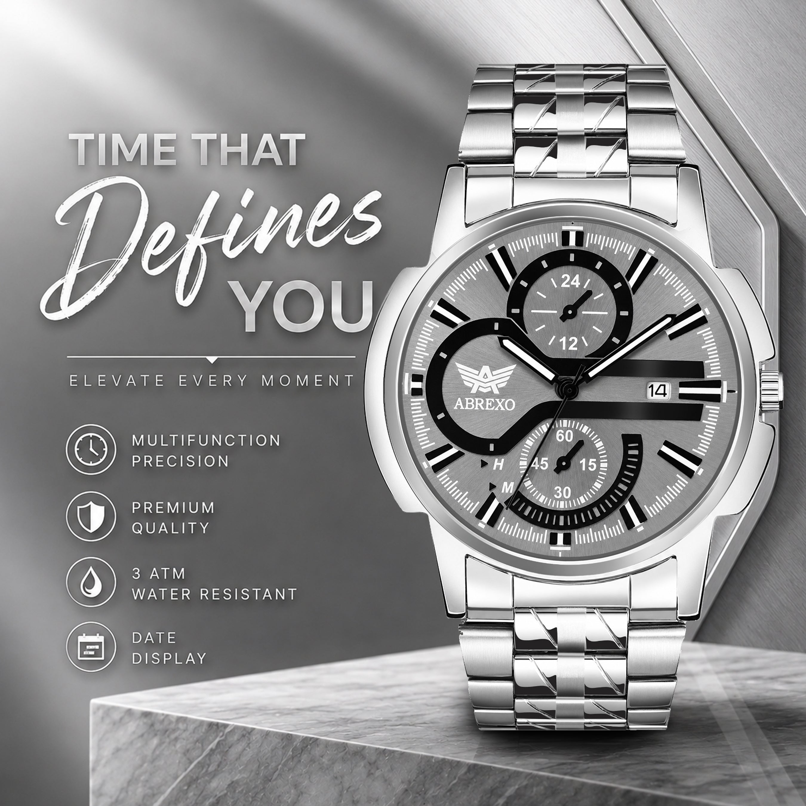 ABREXO BANDITS  Series Analog Watch For Men (Quartz, Stainless Steel)