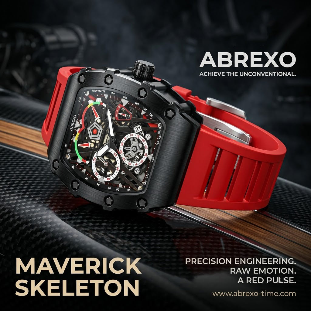 Chrono Style Men’s Sports Watch – Red & Black