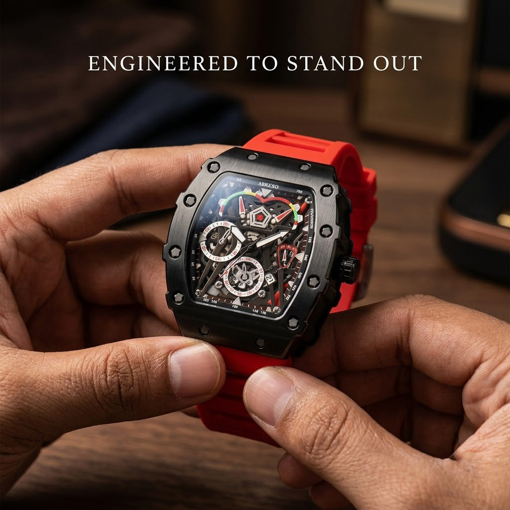 Chrono Style Men’s Sports Watch – Red & Black