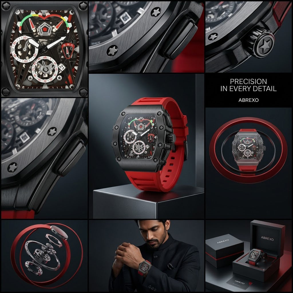 Chrono Style Men’s Sports Watch – Red & Black