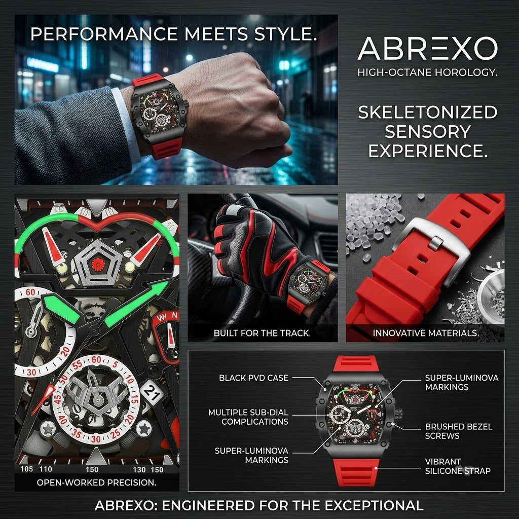 Chrono Style Men’s Sports Watch – Red & Black