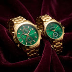 ABREXO Emerald Gold Couple Watch Set -AB54