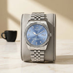 ABREXO Royal Blue Dial Silver Stainless Steel Watch for Men- AB44 -Paytm