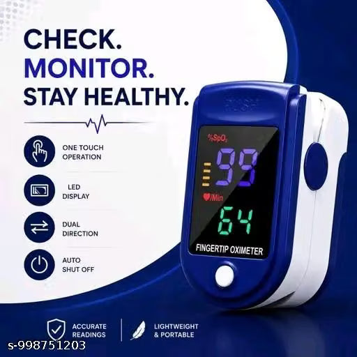 Oximeter Portable Fingertip SpO2 & Heart Rate Monitor with Battery Indicator-UP
