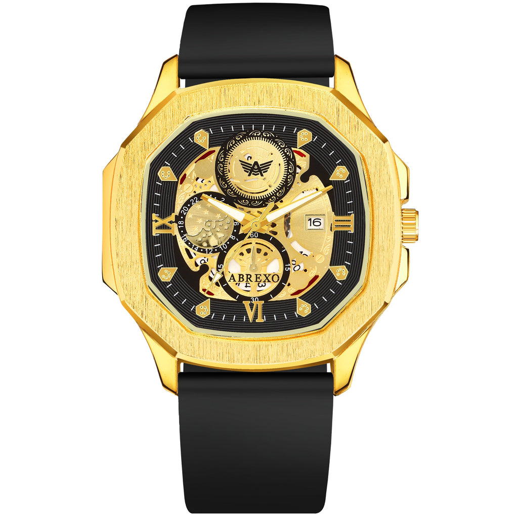 GODFATHER Series Analog Watch For Men (Quartz, Silicone Strap, Golden)