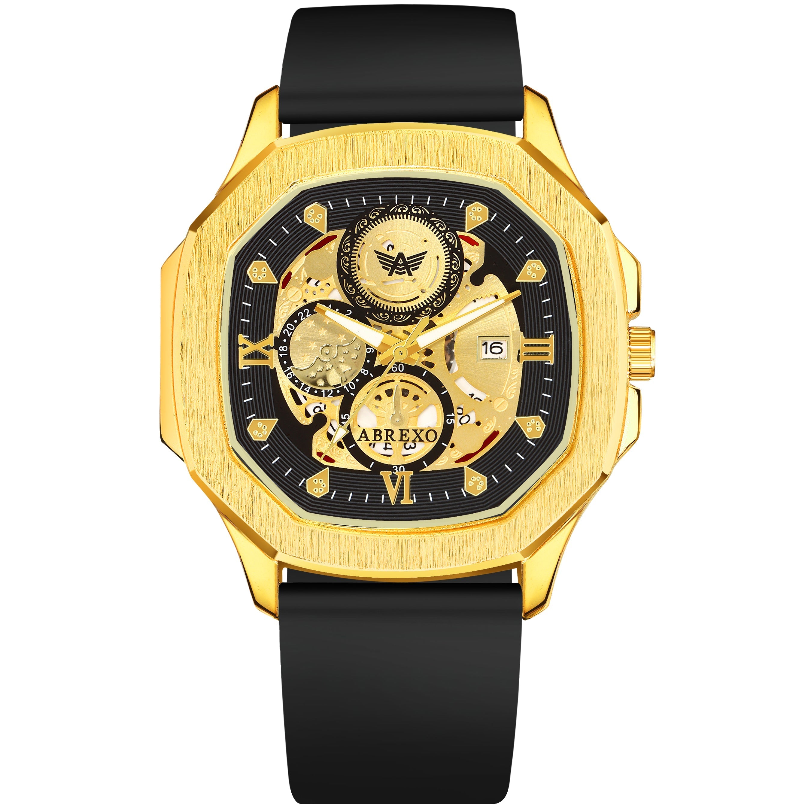 GODFATHER Series Analog Watch For Men (Quartz, Silicone Strap, Golden)
