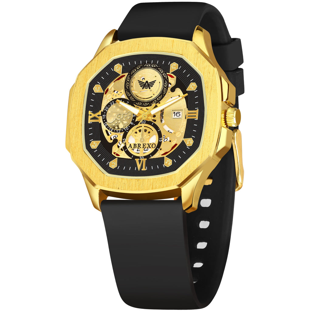 GODFATHER Series Analog Watch For Men (Quartz, Silicone Strap, Golden)